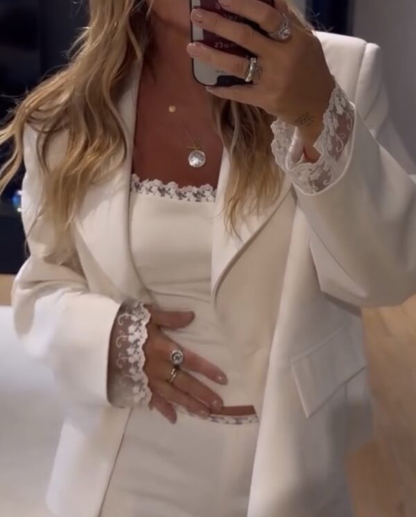 Marynarka oversize Gisele Vanilia z koronką