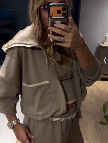 Bluza dresowa oversize rozpinana Latte