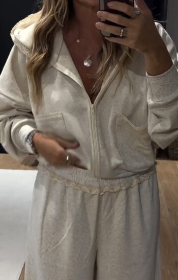 Bluza dresowa oversize rozpinana Latte