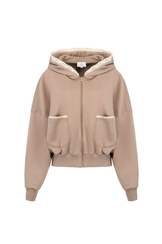Bluza dresowa oversize rozpinana Latte